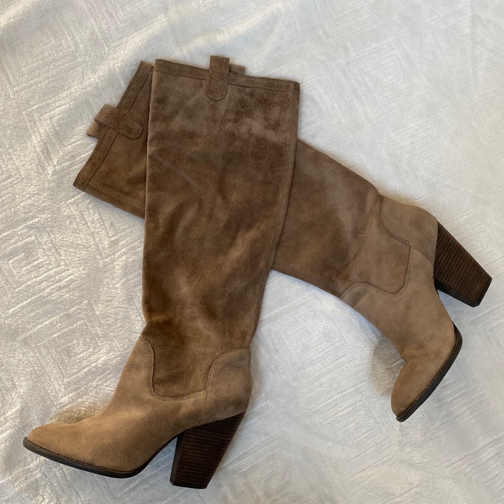✨Vince Camuto Taupe Suede Braden Slouchy Boots Sz 9✨